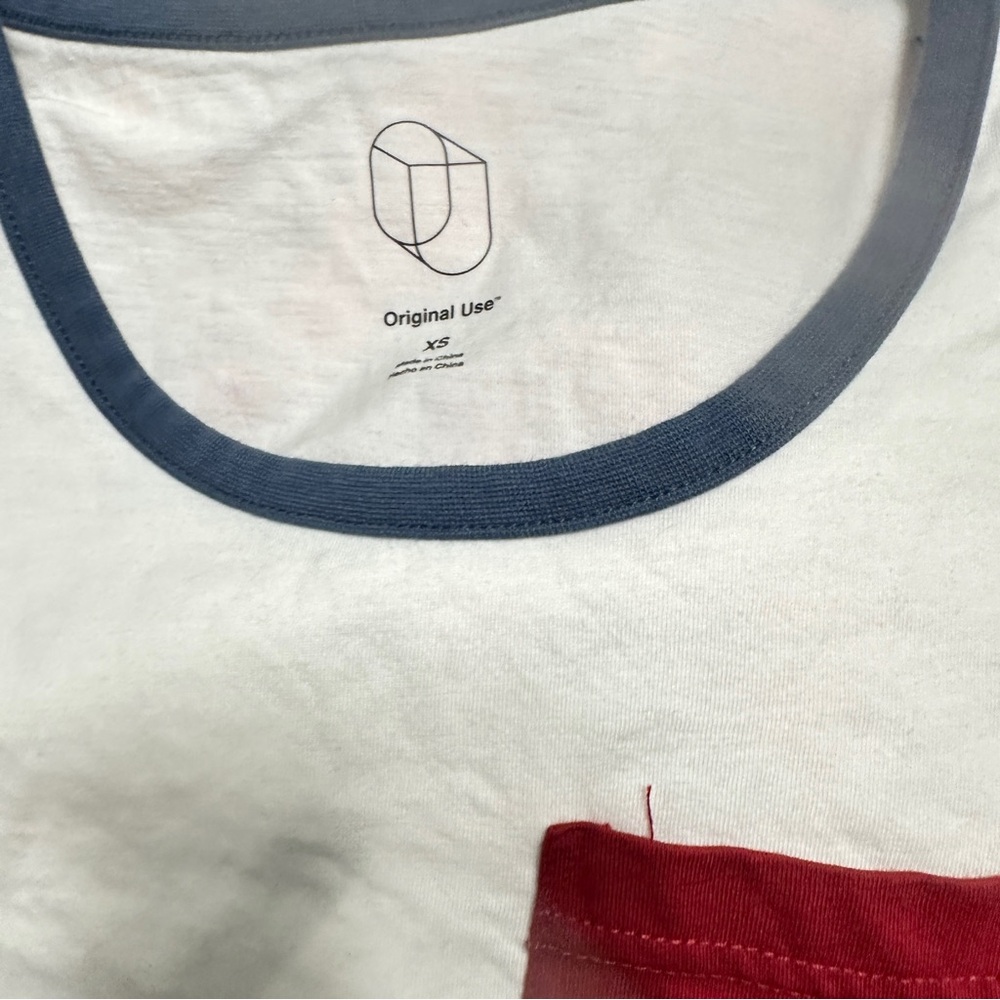 XS men’s tank top, color block Navy Red White